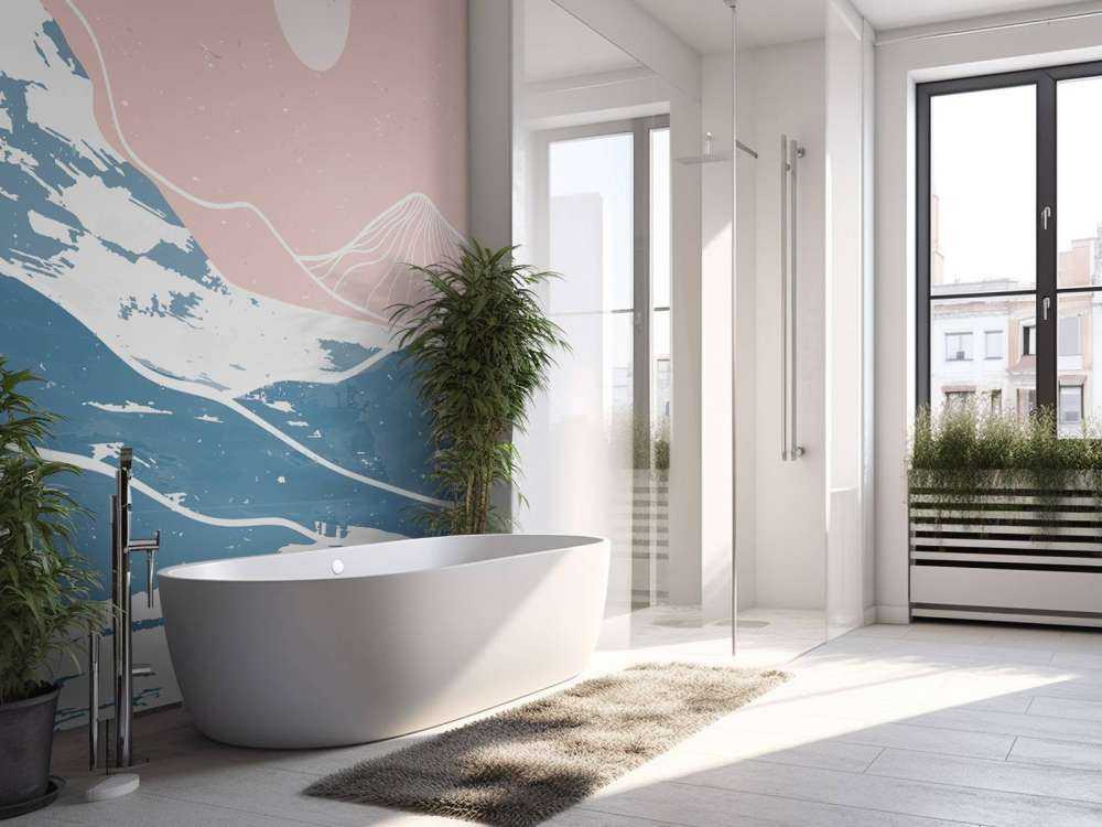 Montagnes d'hiver devant le soleil