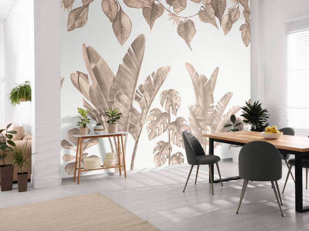 Feuilles de jungle en taupe