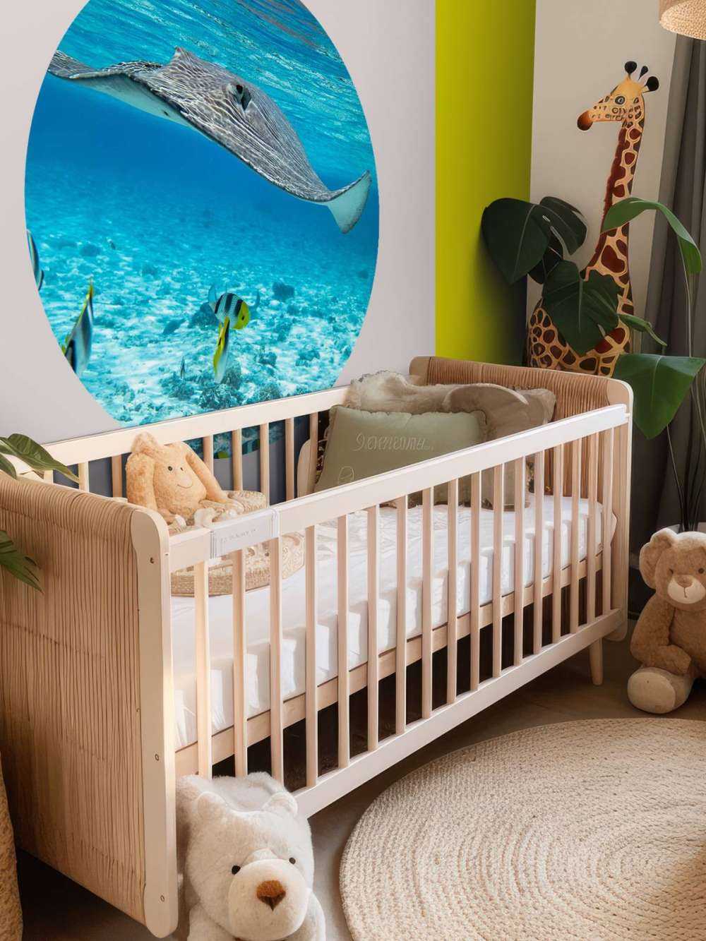 Pastenague parmi les poissons coralliens