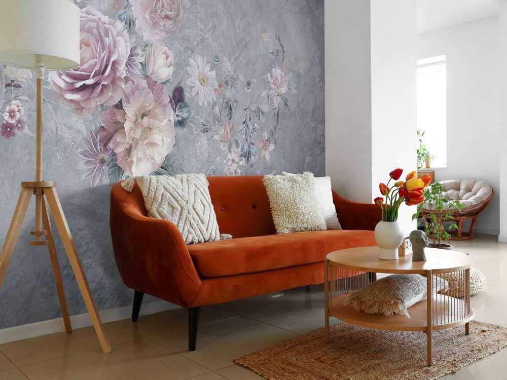 Cacatoès romantique et couronne de fleurs