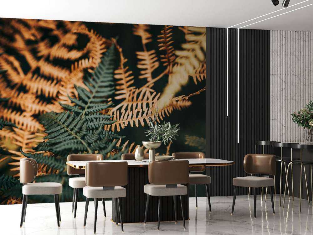 Fougères vertes profondes et dorées