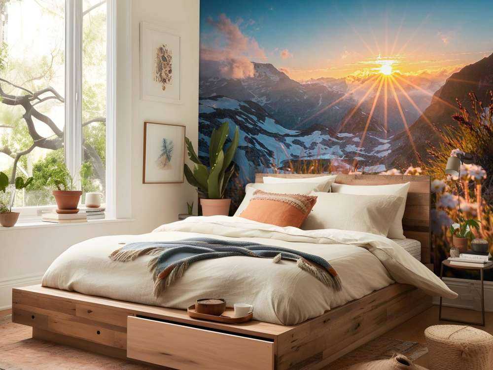 Lumière du soleil sur alpage alpin