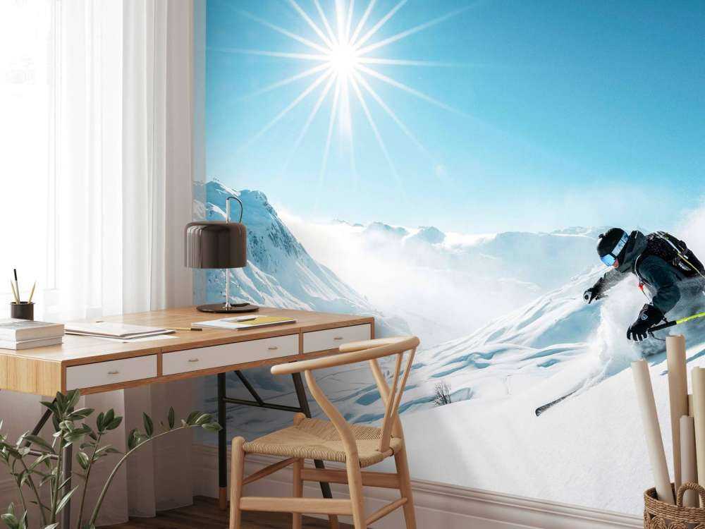 Poudreuse sous le soleil d'hiver glacial.