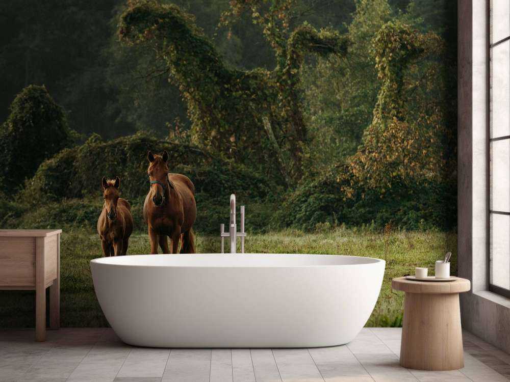 Chevaux dans un paysage mystique