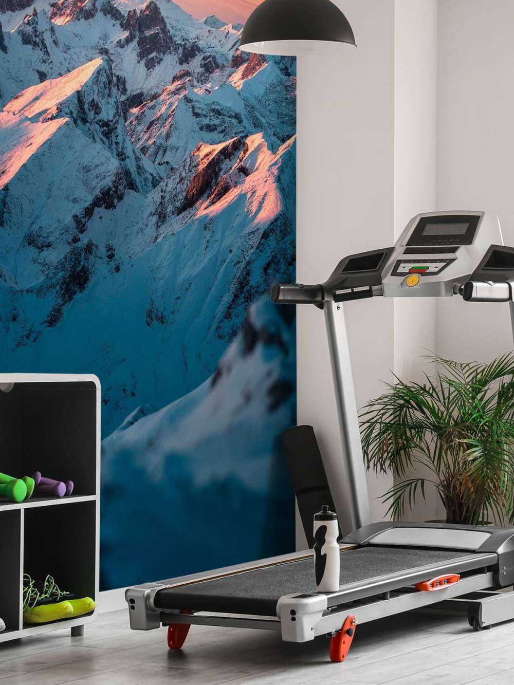 Montagnes de neige sous un ciel du matin rose