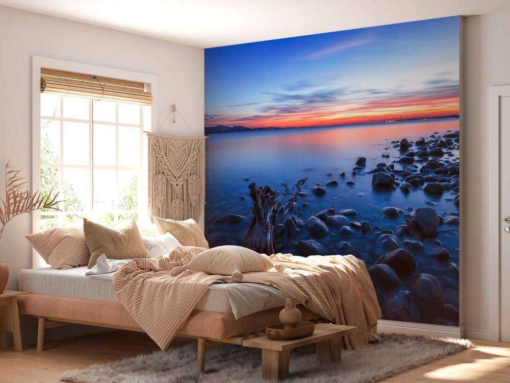 Rive boueuse à la lumière du soir.