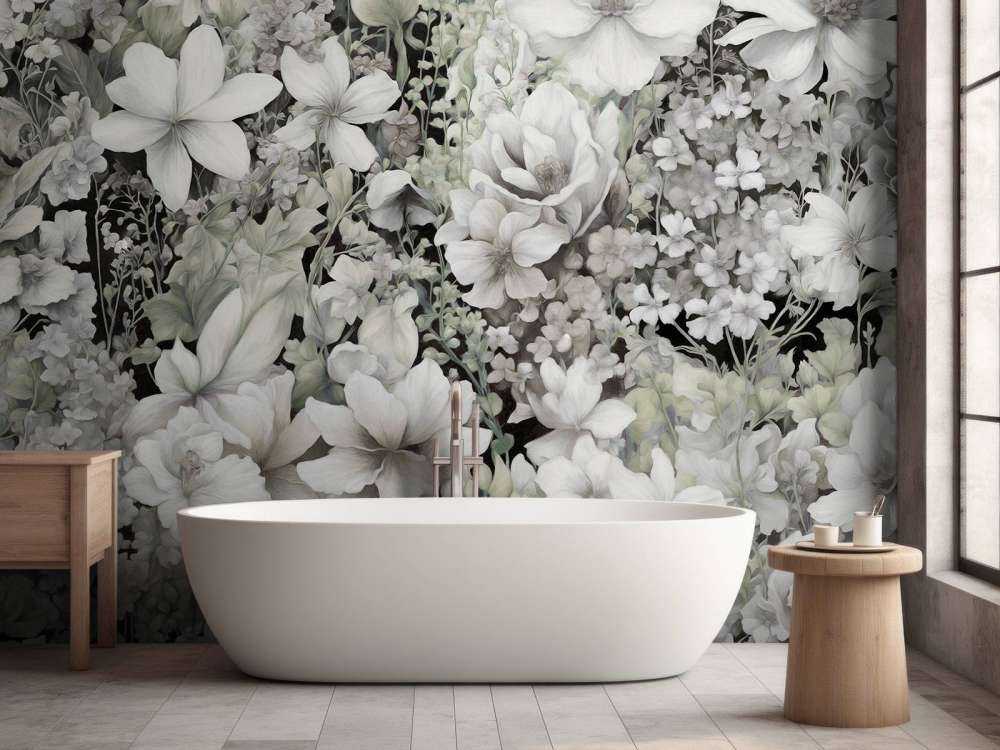 Festival des fleurs sans couture - marron clair