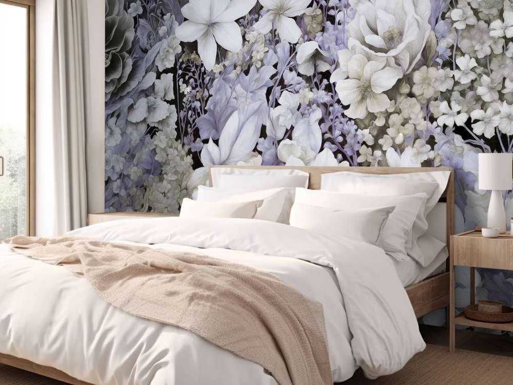 Festival de fleurs sans couture - gris foncé