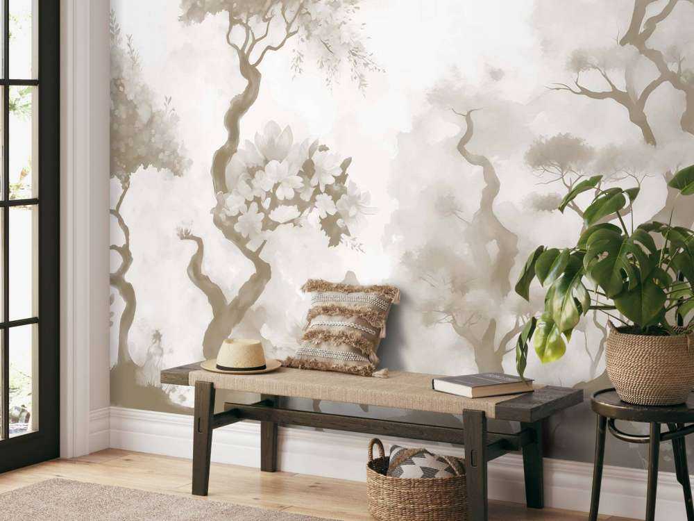 Arbres en fleurs gris