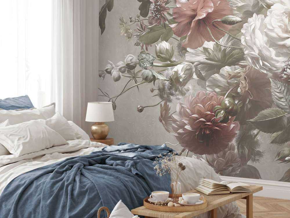 Grand bouquet avec des coquelicots crème