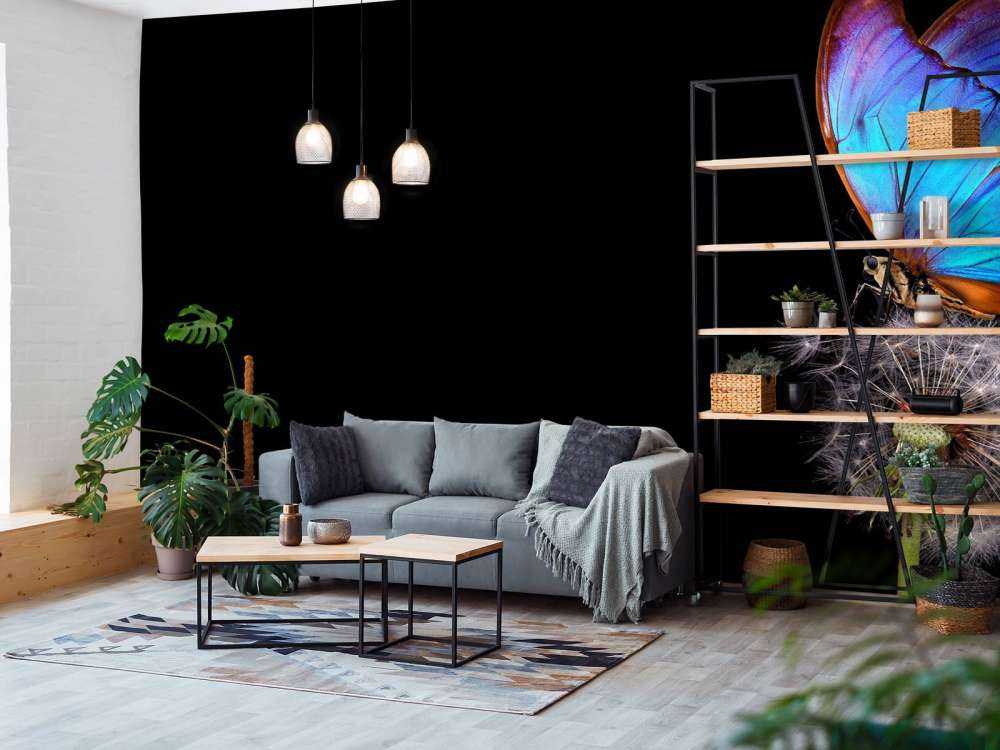 Papillon bleu sur un pissenlit