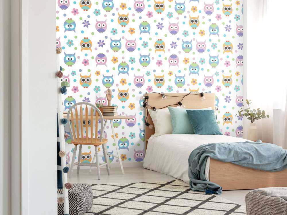 Papier peint avec des hiboux
