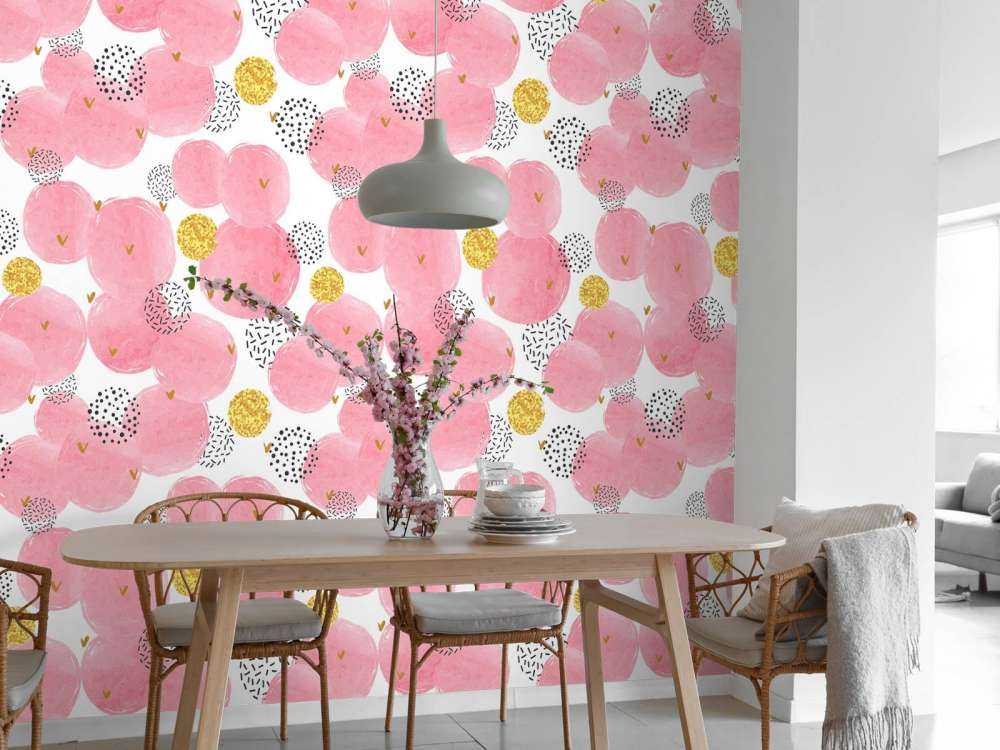 Cercles roses et dorés