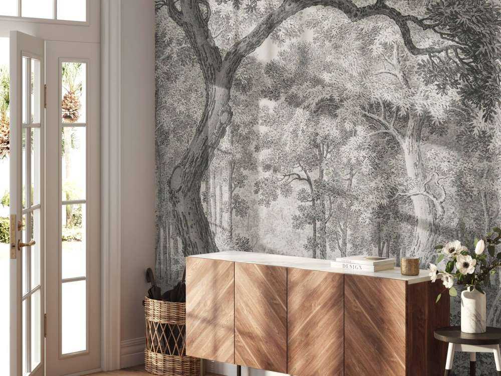 Vue sur la forêt avec deux cerfs