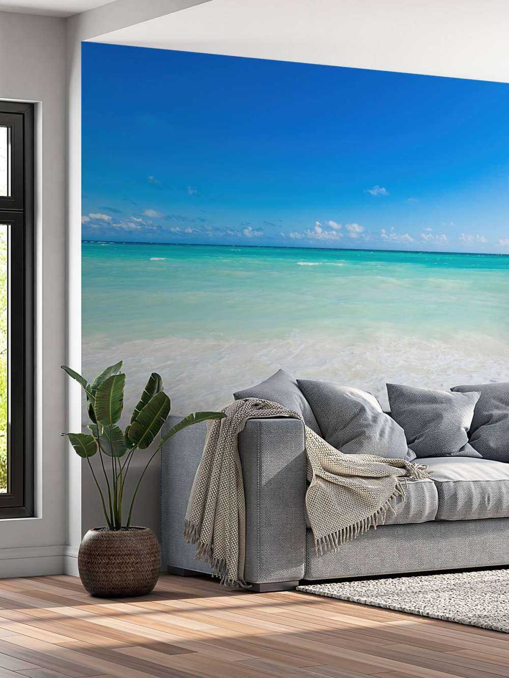 Plage et vagues blanches