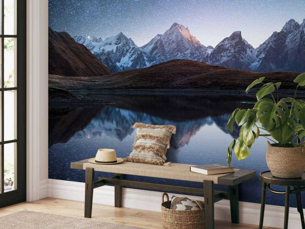 Montagnes enneigées la nuit