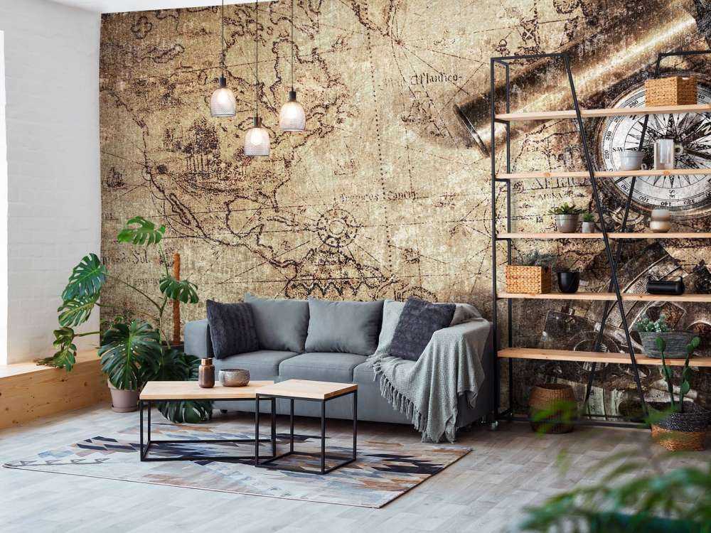 Carte du monde avec boussole