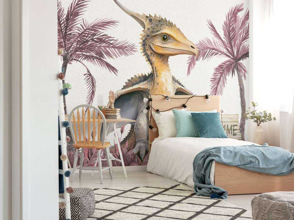 Bébé ptéranodon dans la jungle rose