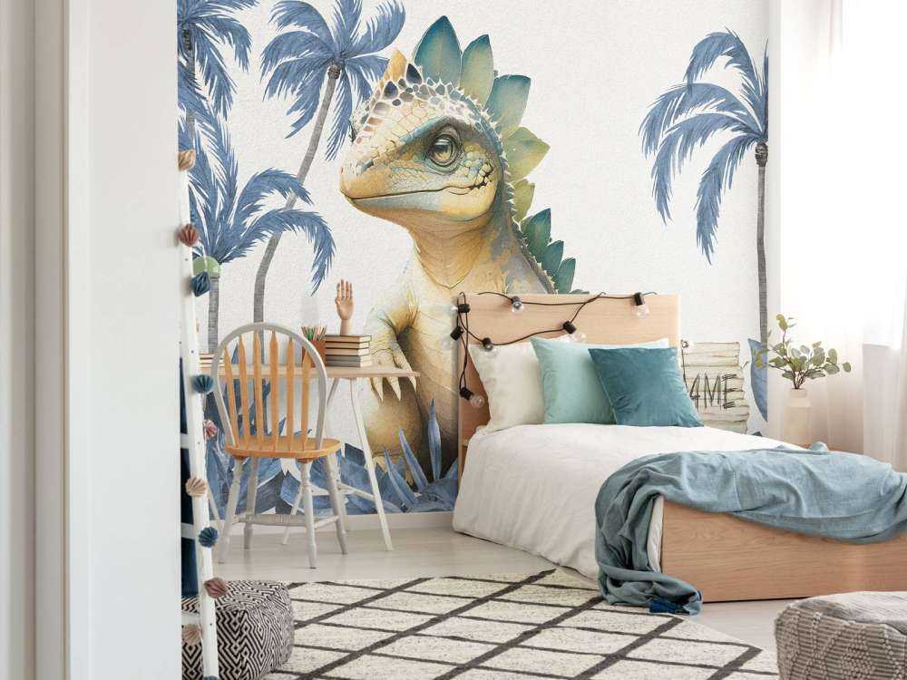 Bébé stégosaure dans la jungle bleue