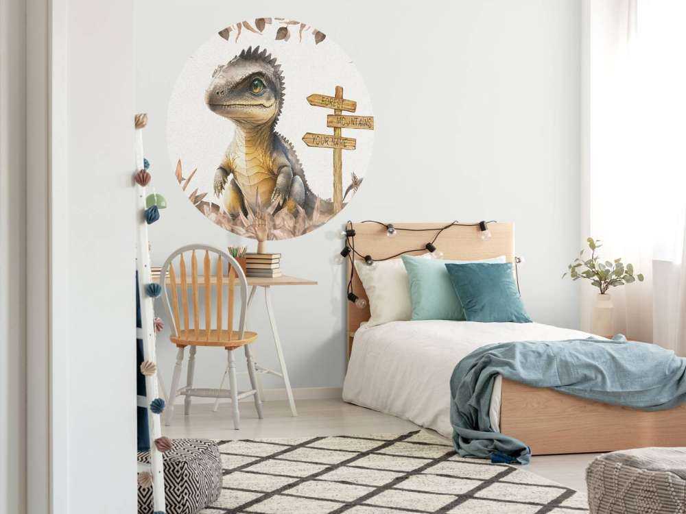 Bébé spinosaure dans la jungle taupe