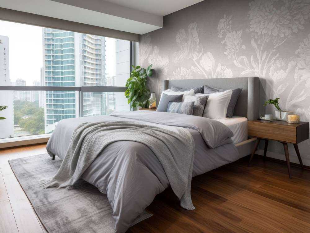 Paysage floral baroque - grège