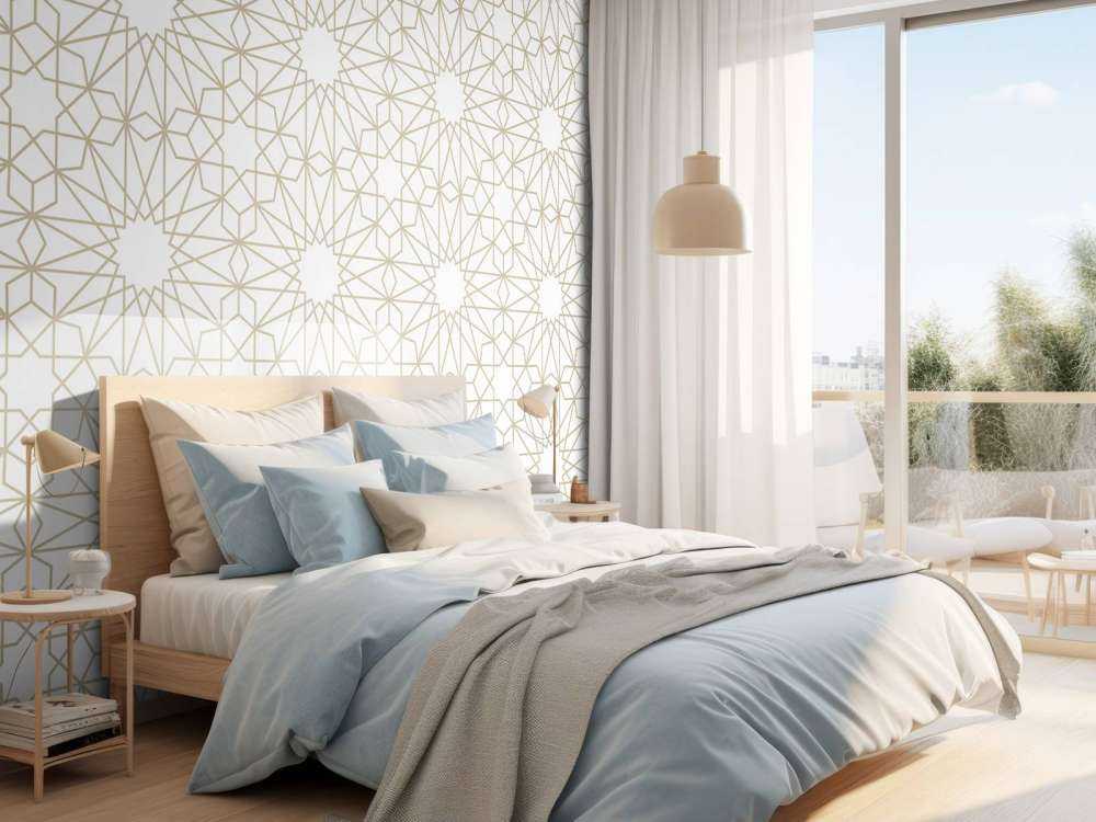 Motif Fleurs géométriques, blanches