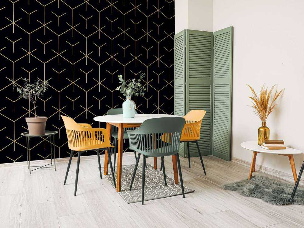 Motif Hexagones géométriques, noir