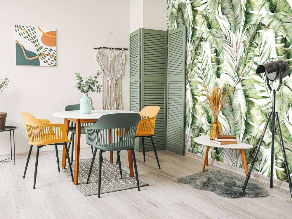 Motif de la feuille de palmier verte