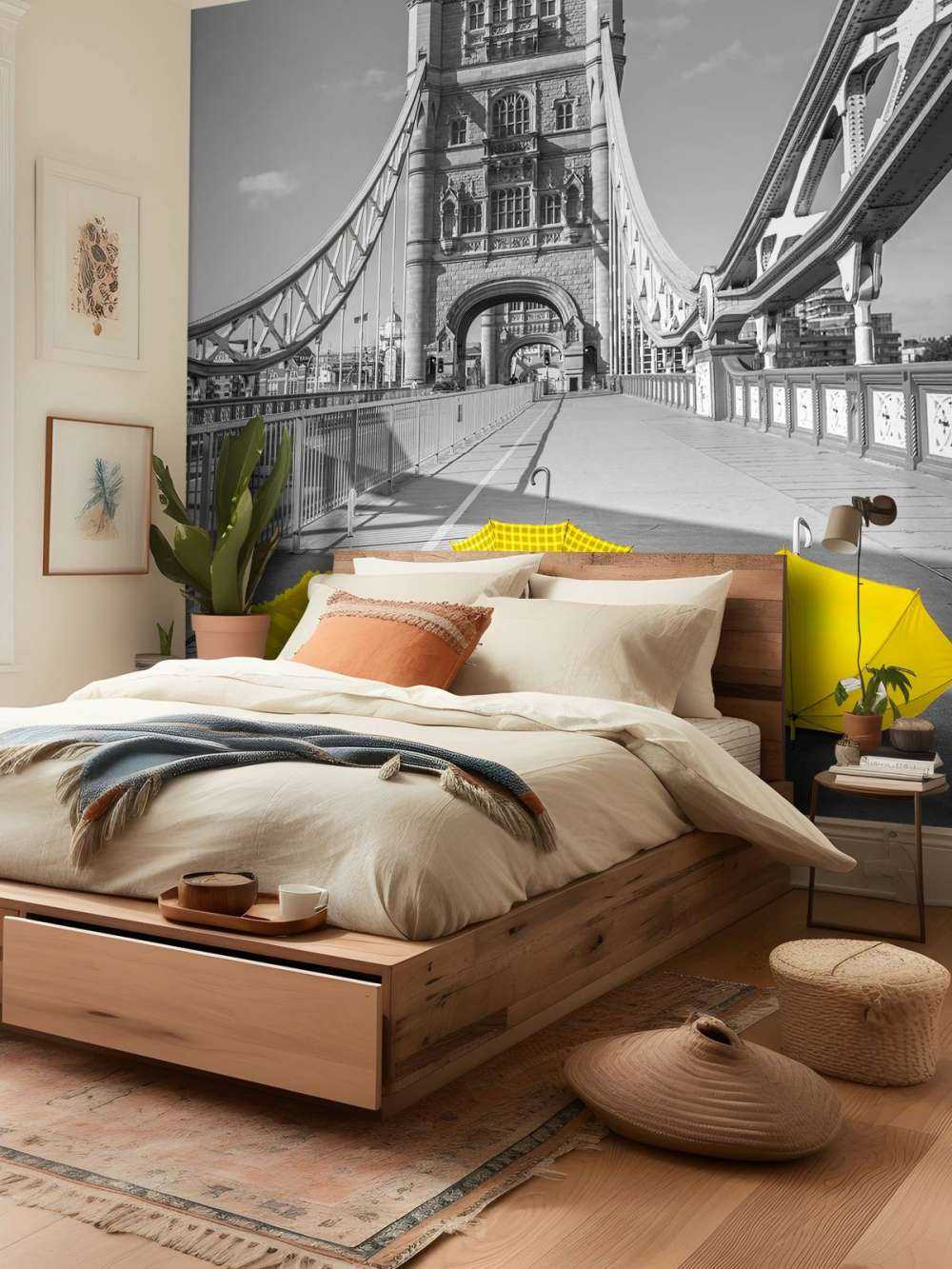 Parapluies jaunes sur le Tower bridge