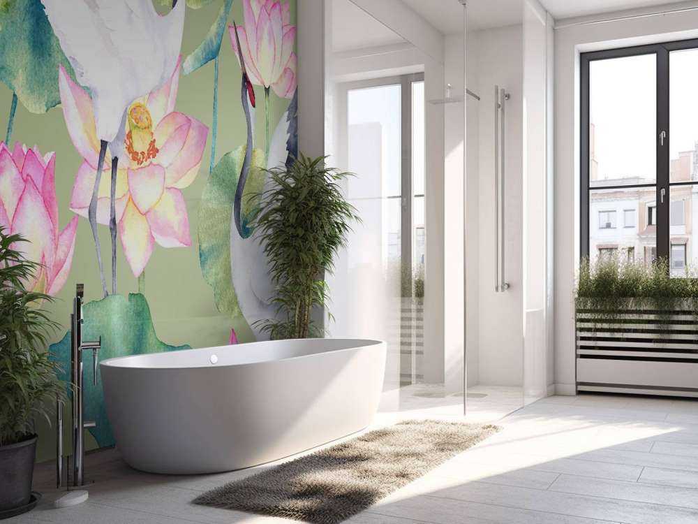 Grues perdues dans les fleurs