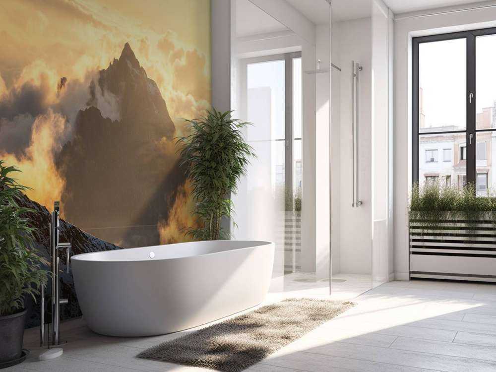 Lever de soleil au-dessus des nuages de montagne