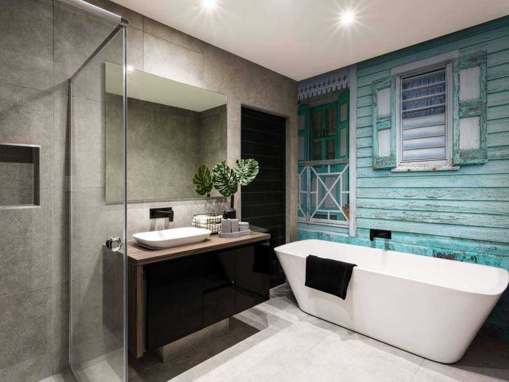 façade de maison en bois turquoise