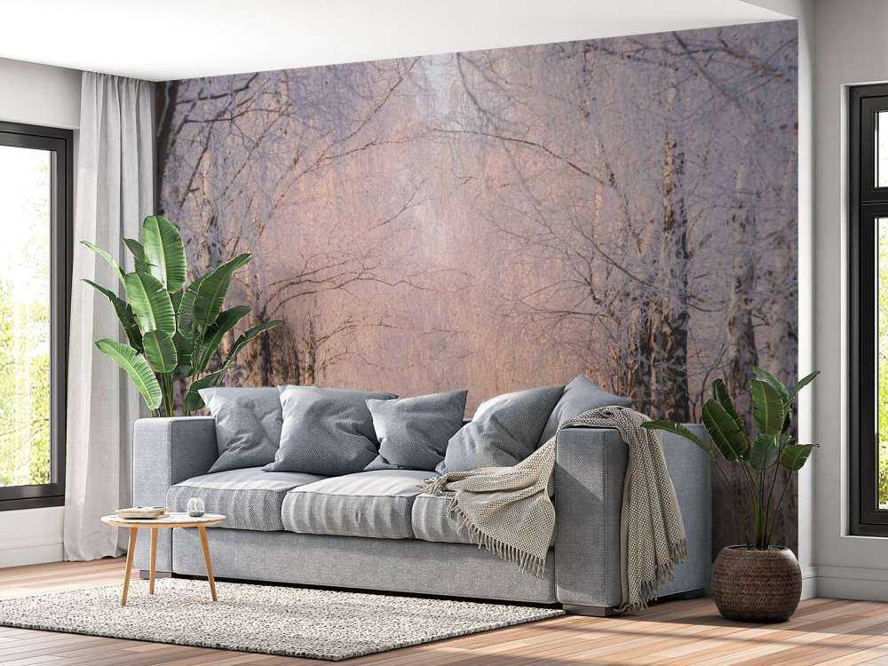 Bomenrij dans la brume d'hiver