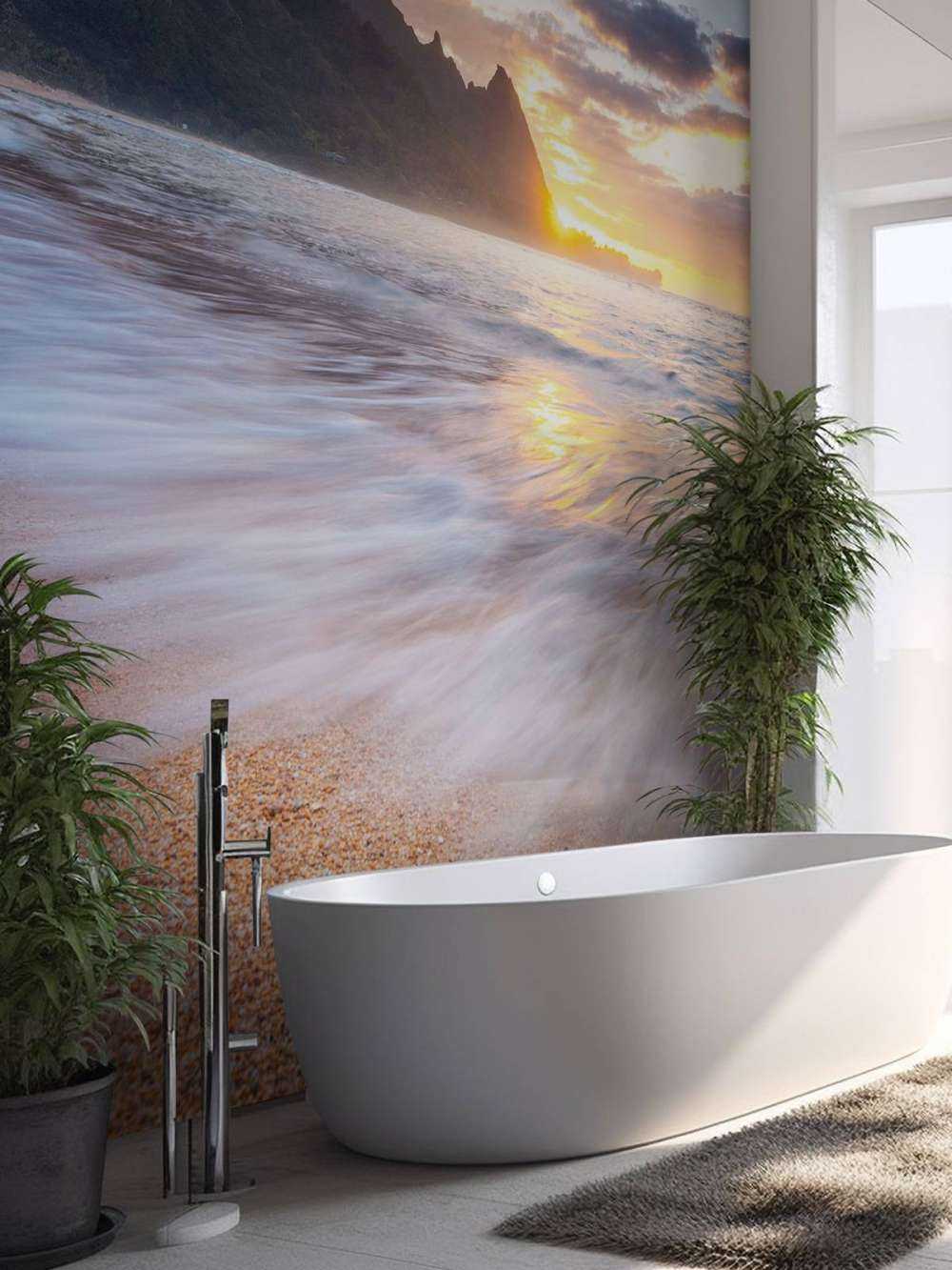 Soleil d'or sur une plage tropicale