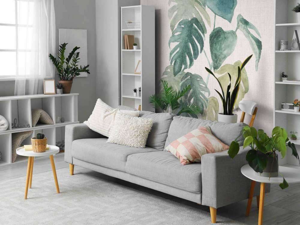 Feuilles d'aquarelle dans des tons tropicaux