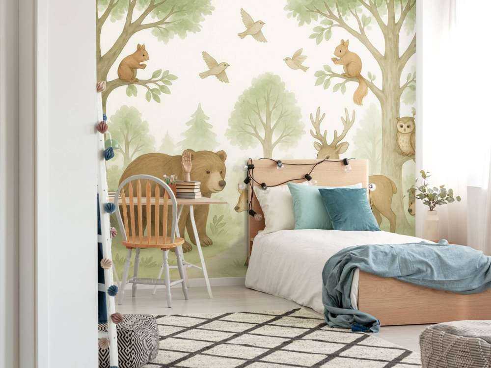 Animaux de la forêt dans la verdure estivale.