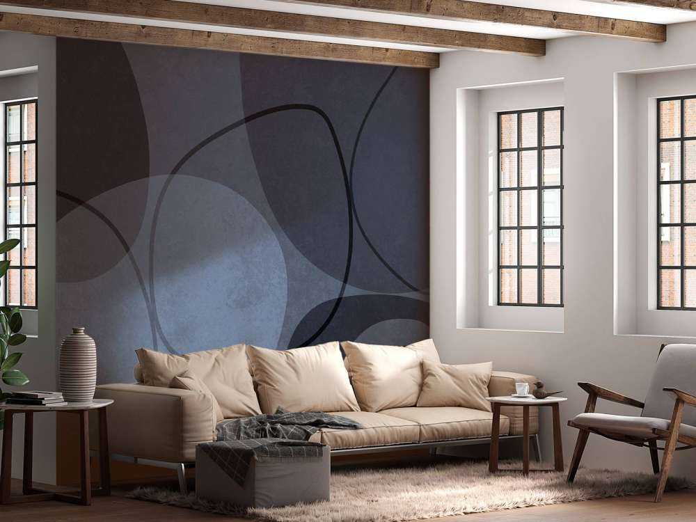 Forme du milieu du siècle et contour N bleu-gris