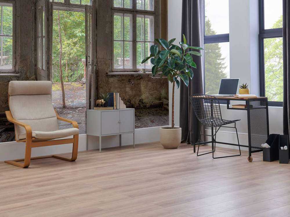 Chambre vieillie avec vue sur la forêt