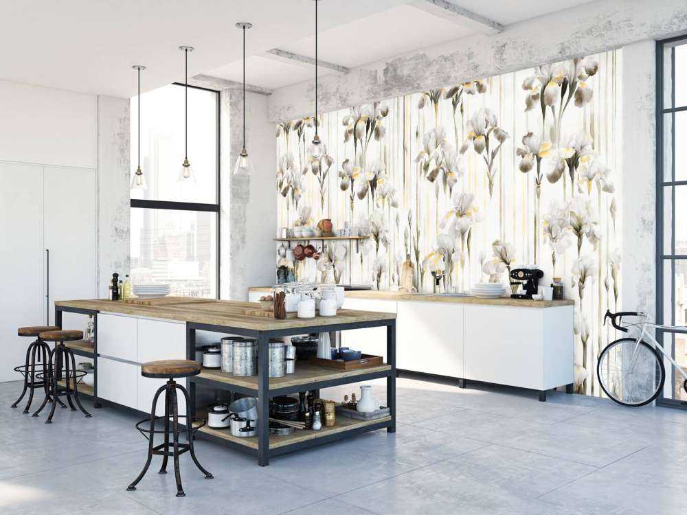 Iris et rayures sépia sans couture