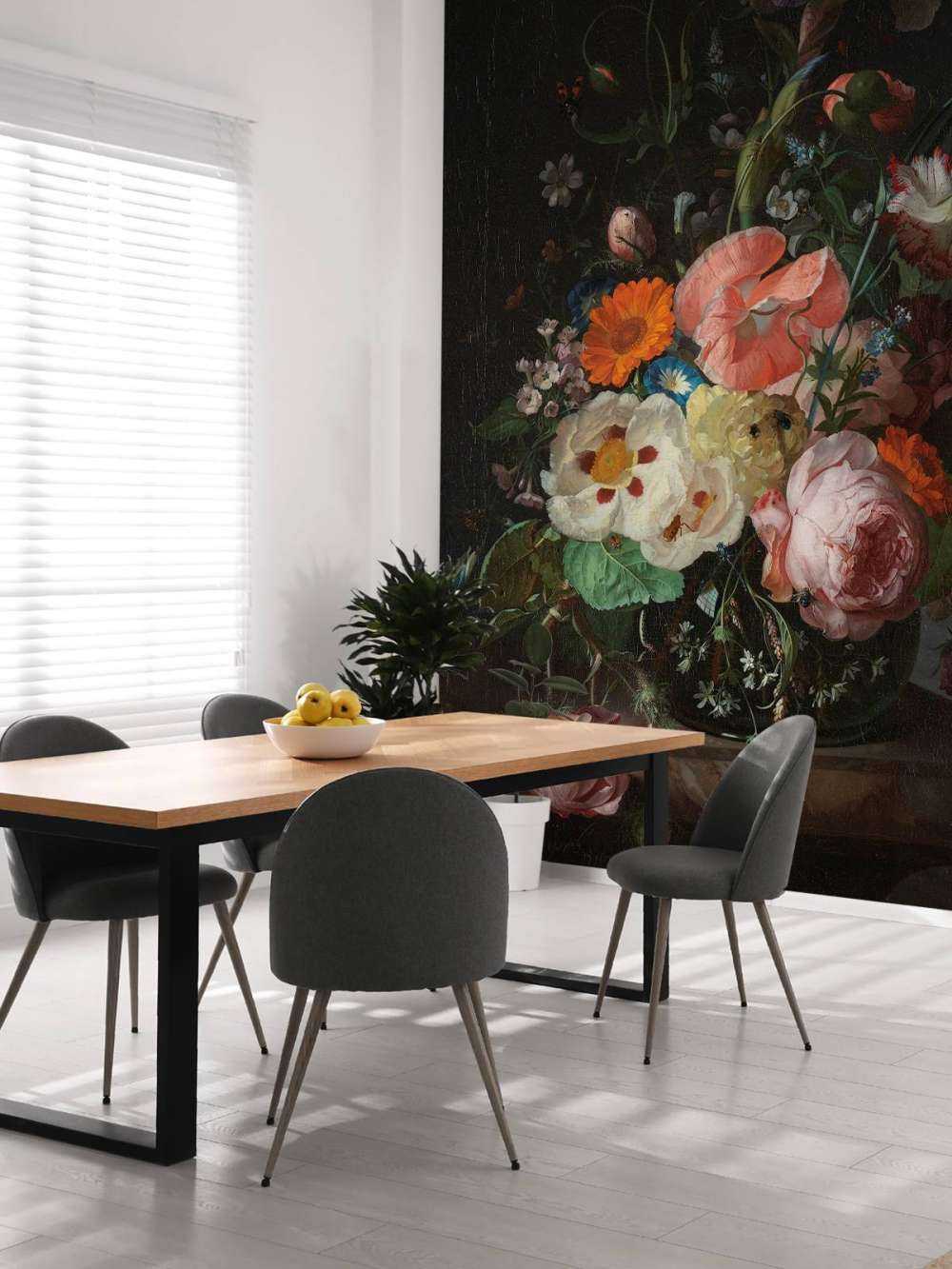 Nature morte avec des fleurs sur une table en marbre