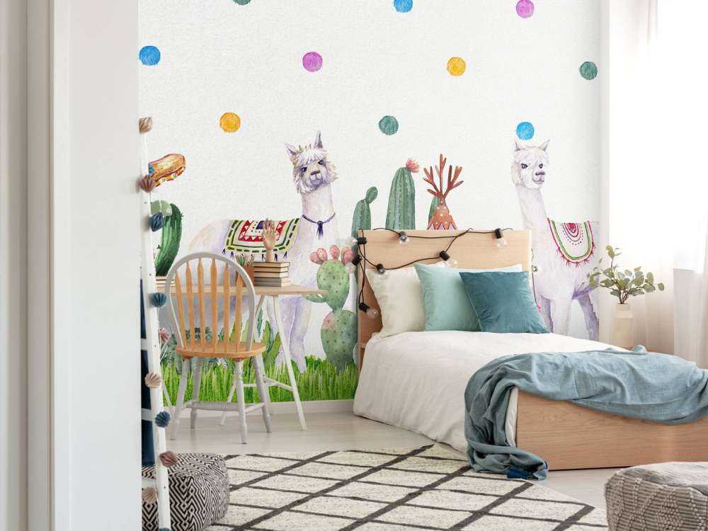 Des alpagas entre les cactus