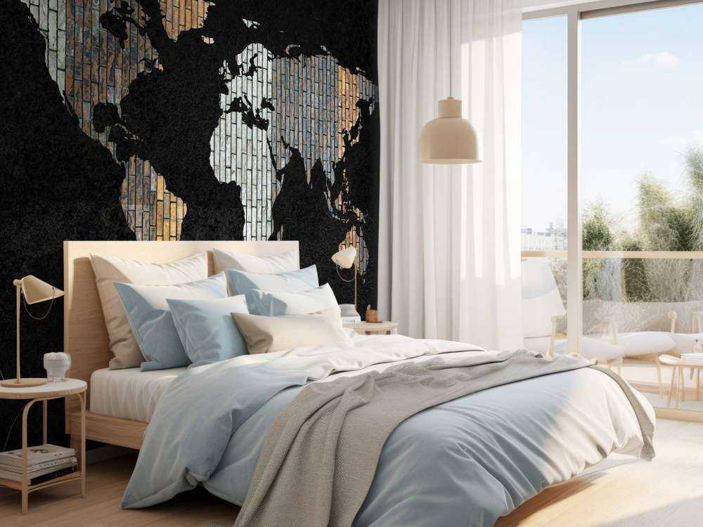 Carte du monde avec briques verticales