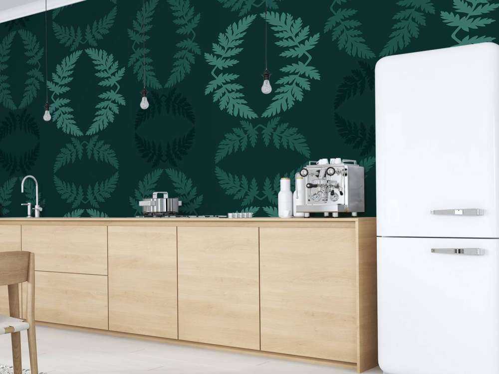 Motif bleu canard avec branche de ciguë