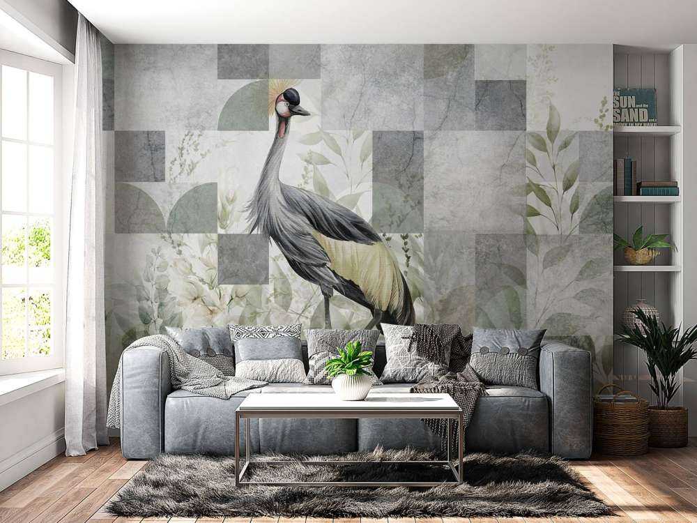 Grue parmi les feuilles