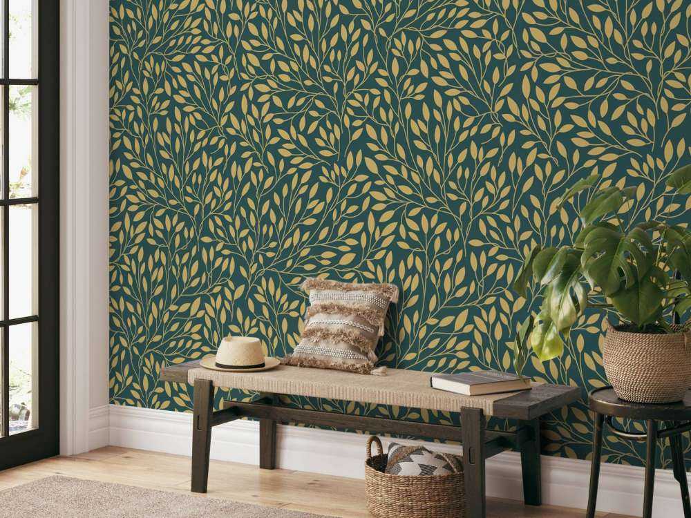 Motif floral de luxe or jaune