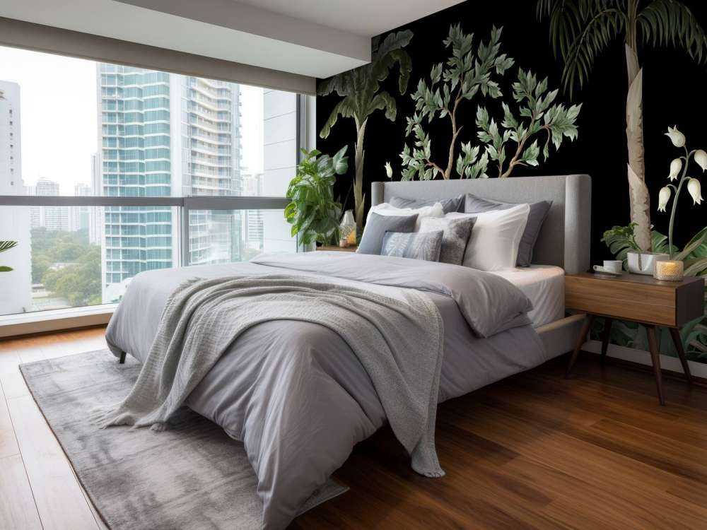 Arbres sur fond sombre