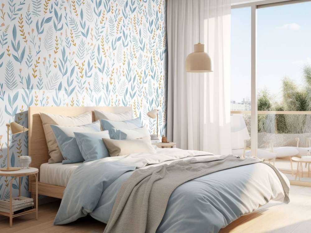 Motif avec feuilles bleues