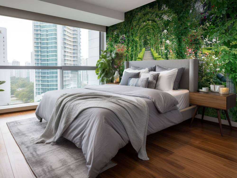 Chemin à travers la roseraie