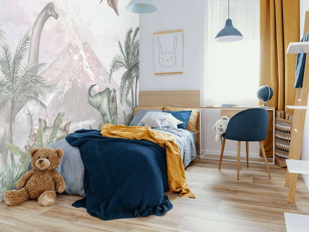 Dinos près d'un volcan