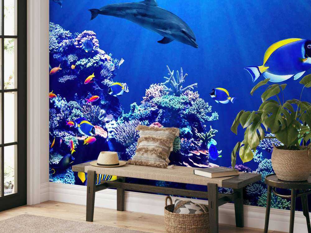 Le monde sous-marin en bleu